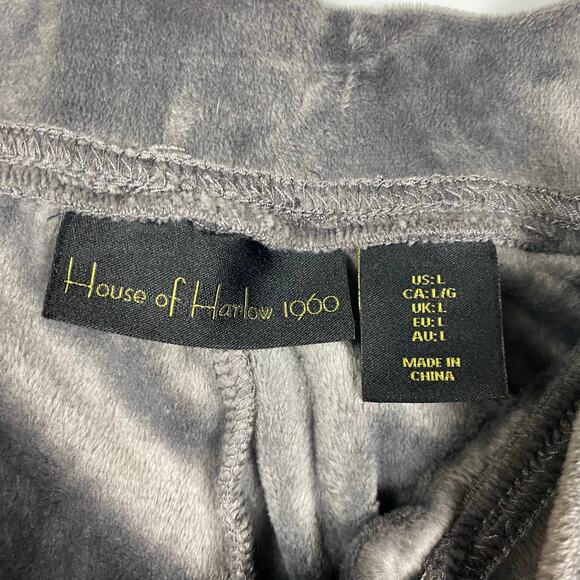 House of Harlow 1960 Gray Velour Jogger Pants Casual Lounge Womens Size L - Picture 6 of 10